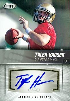 Autograph Warehouse 99873 Tyler Hansen Autographed Football Card Colorado 2012 Sage Hit Rookie No. A109