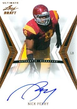 Autograph Warehouse 99887 Nick Perry Autographed Football Card USC 2012 Leaf Ultimate Draft Rookie No. Np1