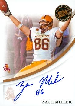 Autograph Warehouse 99891 Zach Miller Autographed Football Card Arizona State 2007 Press Pass Rookie