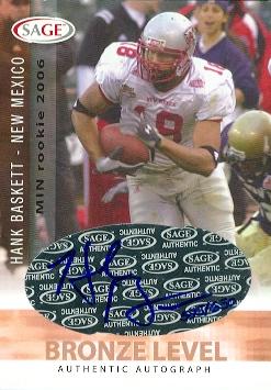 Autograph Warehouse 99893 Hank Baskett Autographed Football Card New Mexico 2006 Sage Rookie No. A4