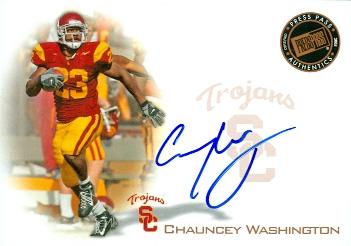Autograph Warehouse 99895 Chauncey Washington Autographed Football Card USC 2008 Press Pass Rookie No. Pps-Cw