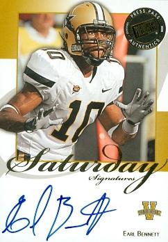 Autograph Warehouse 99906 Earl Bennett Autographed Football Card Vanderbilt 2008 Press Pass Legends Rookie No. Ss-EB