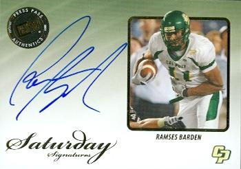 Autograph Warehouse 99912 Ramses Barden Autographed Football Card California Poly 2009 Press Pass Legends Rookie No. Ss-Rb