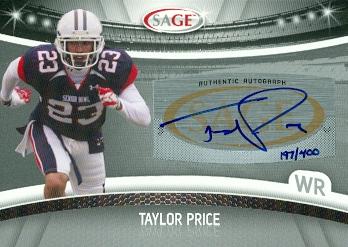 Autograph Warehouse 99923 Taylor Price Autographed Football Card Ohio 2010 Sage Rookie No. A40