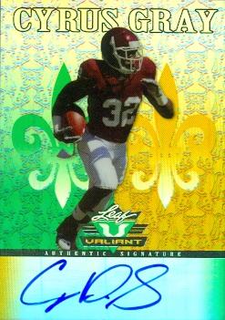 Autograph Warehouse 99929 Cyrus Gray Autographed Football Card Texas AAndM 2012 Leaf Valiant Rookie No. Cg2