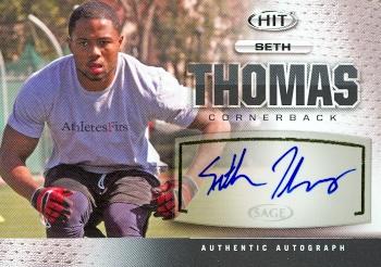 Autograph Warehouse 99949 Seth Thomas Autographed Football Card Mcneese State 2013 Sage Hit Rookie No. A119