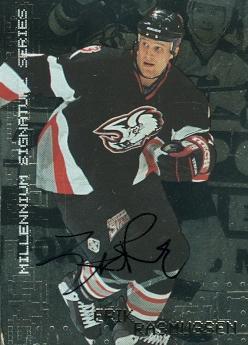 100698 Erik Rasmussen Autographed Hockey Card Buffalo Sabres 1998 In The Game No. 31