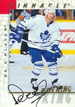 Derek King Autographed Hockey Card Toronto Maple Leafs 1998 Pinnacle Be A Player No. 40