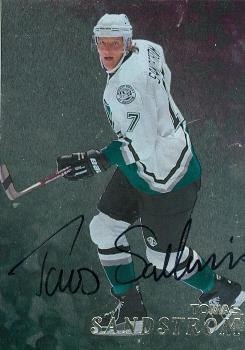 100783 Tomas Sandstrom Autographed Hockey Card Anaheim Ducks 1998 In The Game No. 153
