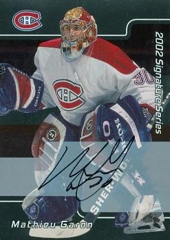 100795 Mathieu Garon Autographed Hockey Card Montreal Canadiens 2002 In The Game Signature Series No. 41