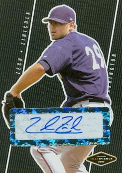 Picture of Autograph Warehouse 100841 Zech Zinicola Autographed Baseball Card Minor League 2007 Just Minors Justifiable Rookie No. Jf-50