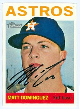 Picture of Autograph Warehouse 101090 Matt Dominguez Autographed Baseball Card Houston Astros 2013 Topps Heritage No. 271
