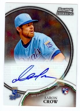 Picture of Autograph Warehouse 101094 Aaron Crow Autographed Baseball Card Kansas City Royals 2011 Bowman Sterling No. 11 Rookie Card
