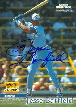 102884 Jesse Barfield Autographed Baseball Card Toronto Blue Jays 1999 Fleer Greats Of The Game No. 63