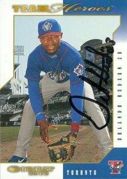 Orlando Hudson Autographed Baseball Card Toronto Blue Jays 2003 Donruss Team Heroes No. 528
