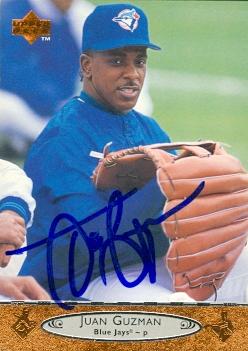 103137 Juan Guzman Autographed Baseball Card Toronto Blue Jays 1996 Upper Deck No. 474