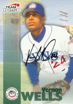 Vernon Wells Autographed Baseball Card Toronto Blue Jays 1999 Team Best Rookie