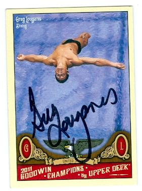 Picture of Autograph Warehouse 104647 Greg Louganis Autographed Trading Card Usa Olympic Gold Medal Diver 2011 Upper Deck Goodwin Champions No. 22