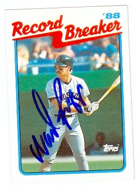 104692 Wade Boggs Autographed Baseball Card Boston Red Sox 1989 Topps No. 2 Record Breaker