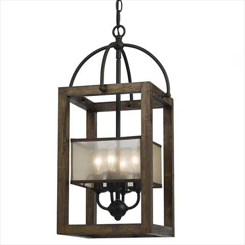 Picture of Cal Lighting FX-3536-4 4 Lg Mission Wood And Metal Chandelier- Dark Bronze Finish
