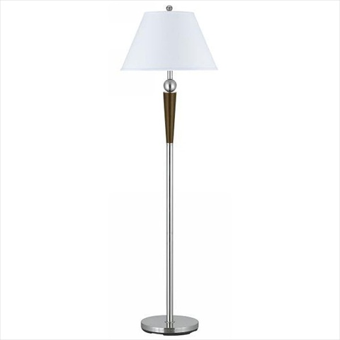 LA-8005FL-1BS 100 W Metal Floor Lamp With Push Through Switch- Brushed Steel Finish -  Cal Lighting
