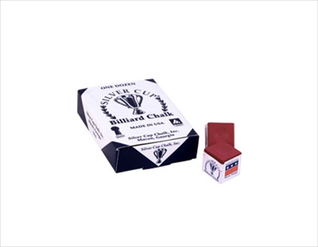 Picture of Billiards Accessories CHS12 BURGUNDY Silver Cup Chalk - Box of 12 Burgundy