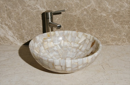 Picture of Allstone L-Vmr-R-16W Mosaic Vessel&#44; Polished
