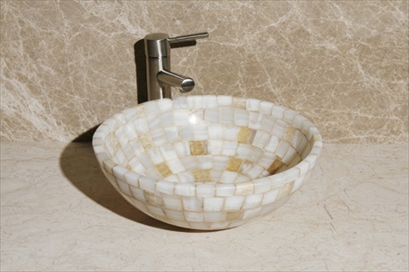 Picture of Allstone L-Vmr-Ss-16Ws Mosaic Vessel- Polished