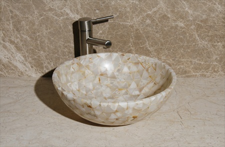 Picture of Allstone L-Vmr-T-16W Mosaic Vessel&#44; Polished