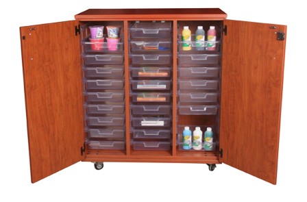 Picture of Storage Solutions Series SS2015-AC-HM 28 X 24 X 48 20-Tote Storage in Hardrock Maple- with Doors- Casters