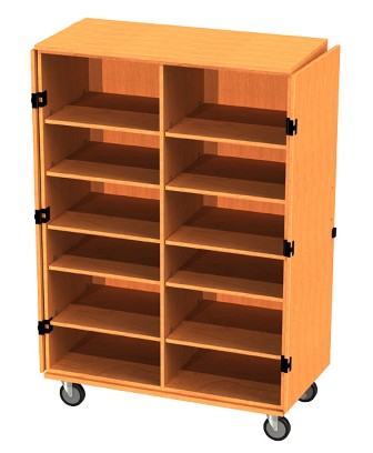 Picture of Storage Solutions Series SS5010-4860-HM 48 X 24 X 60 Transporter Storage Cabinet in Hardrock Maple With Center Divider- 6 Adjustable - 1 Fixed Shelves- Casters