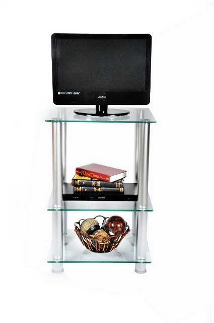 20 in. Extra Tall Glass and Aluminum LCD and Plasma TV Stand and utility table or end table -  RTA Home and Office, RT441579