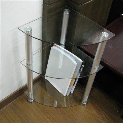 Picture of RTA Home and Office CVM-003 Corner Glass and Aluminum Bookcase or Utility Stand