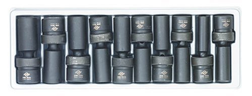 Sunex 10 pc. 1/2 In. Drive Metric Universal Deep Impact Socket Set - 2658