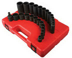 3/8 in Drive Sae 12 Point Standard & Deep 25-Piece Master Impact Socket Set