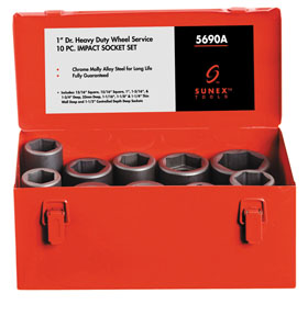Sunex 1 In. Drive SAE & Metric Heavy Duty Wheel Impact Socket 10 pc. - 5690A