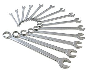 14 Piece V-Groove SAE Full Polished Combination Wrench Set