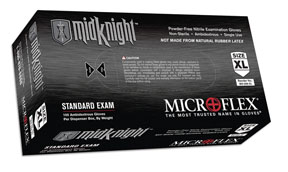 Picture of Microflex MK296L MidKnight Black Powder-FREE Nitrile Examination Gloves - Large- Box of 100