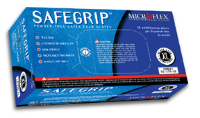 Picture of Microflex SG37 5 x L SafeGrip Powder-Free Latex Exam Gloves - Box of 50- X-Large