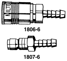 1806-6 Barbed Coupler and Plug 0.3 8 in. Body Size T Style