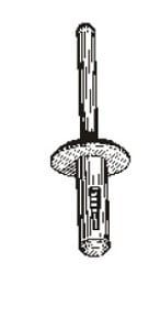 Nylon Expansion Rivet 1/4in Hole Diameter 2 3/16in Length, 25PK