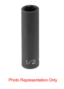 Impact Socket, 3/8 in Drive Size, 9/16 in Socket Size, Hex, 6-point, Deep Length