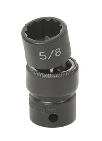 3/8" Drive, 5/8 Size, SAE Socket, 12 Points, 5/8",3/8"D,Univ 12pt.,Blk