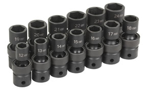 Grey Pneumatic 1/2 In. Drive 13 pc. Standard Length Metric Universal Set - 1313UM