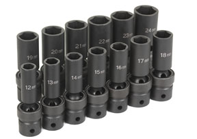 Grey Pneumatic 1/2in Drive 13 Pc. Deep Length Metric Universal Set - 1313UMD