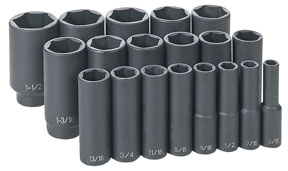1319D 0.5 in. Drive 19 Pc. Deep Length Fractional Master Set