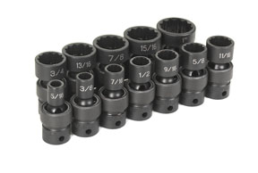 Grey Pneumatic 3/8" Dr. 12 Pc. 12 pt Std. Fractional Univ. Set (1612U)