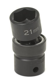 1/2" Drive, 21mm Size, Metric Socket, 6 Points, 21mm,1/2"D,Impact,Univ 6pt.