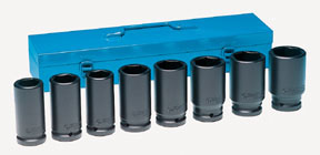 Grey Pneumatic 3/4 In. Drive Deep Length Fractional Impact Socket Set - 8034D