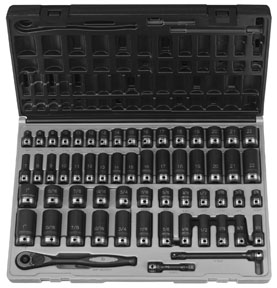 81259CRD 0.38 in. Drive 59pc Fract. And Metric Duo-Socket Set - 12 Pt -  GREY PNEUMATIC, GRY-81259CRD